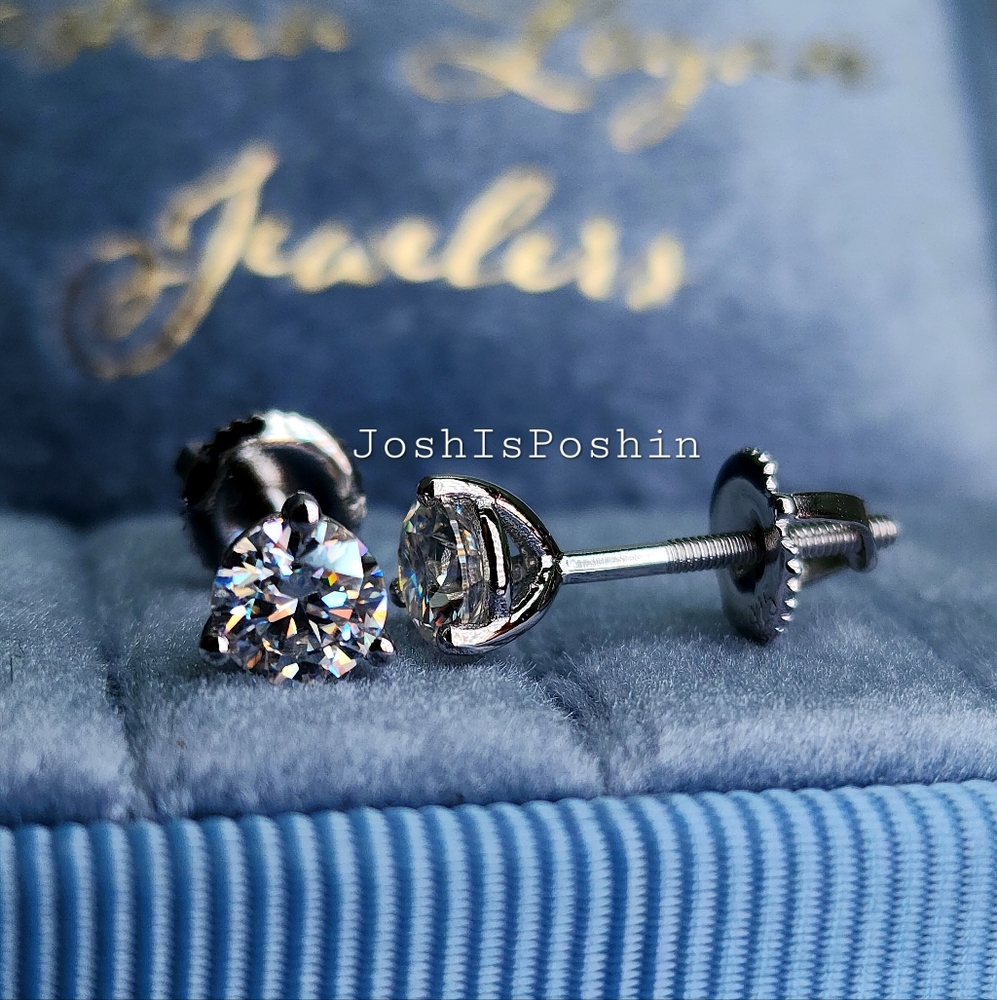 Moissanite martini screwback earrings in sterling silver